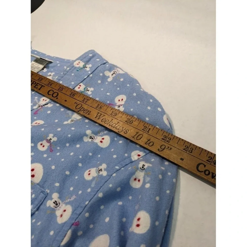 Disney Store Flannel Pajama Set Novelty Print Snowman Mickey Blue Women L/XL - Picture 10 of 16